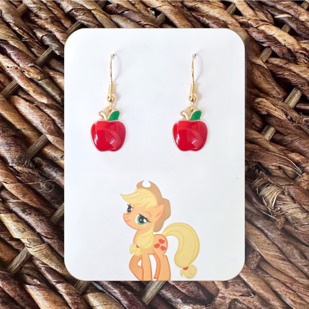 New Handmade "Applejack" (My Little Pony) Red Apple Dangle Earrings (Version 3)